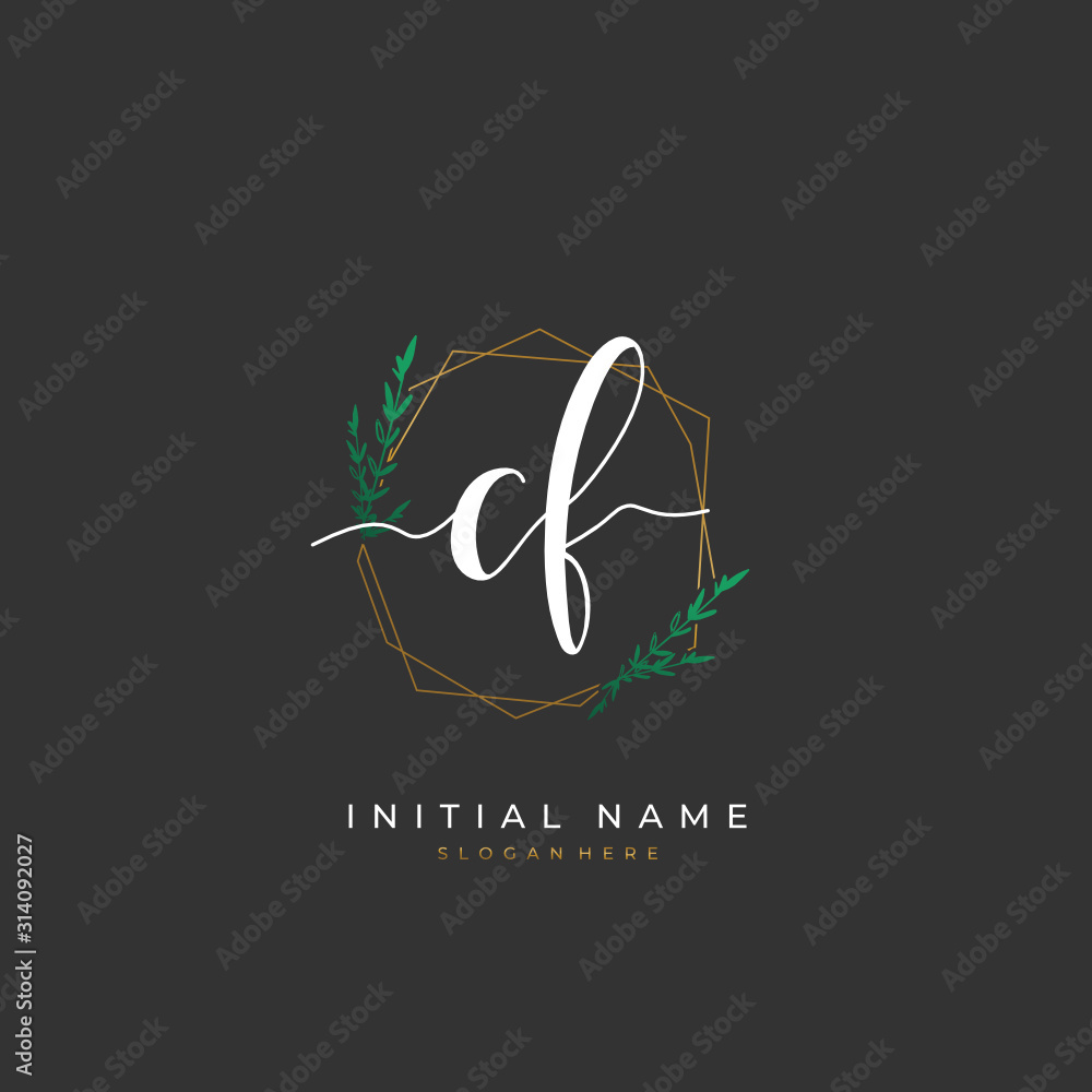 Handwritten initial letter C F CF for identity and logo. Vector logo template with handwriting and signature style. Handwritten initial letter C F CF for identity and logo. Vector logo template with handwriting and signature style.