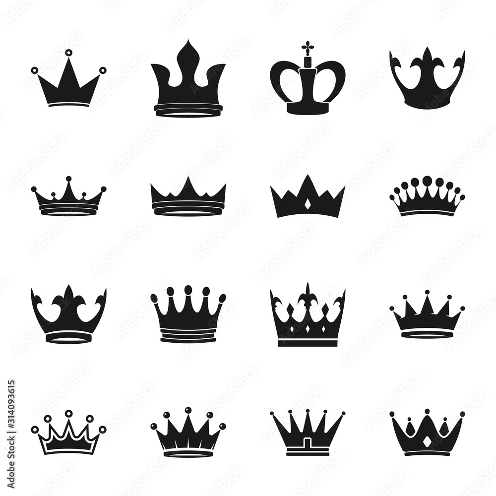 Crown symbols set. Vector icons collection Stock Vector | Adobe Stock