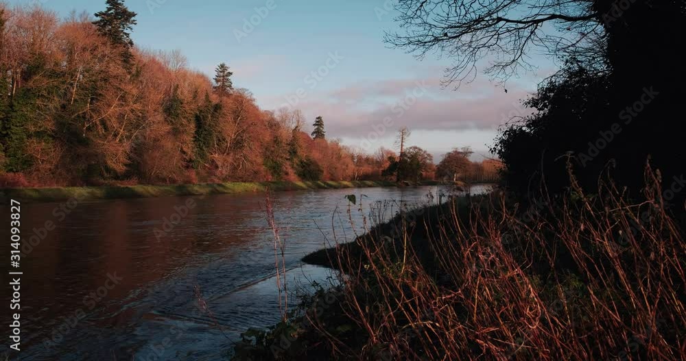 Wonderful 4K vdeo of Boyne valley, river and surroundings in bright colors of golden autumn, Co. Meath, Ireland Wonderful 4K vdeo of Boyne valley, river and surroundings in bright colors of golden autumn, Co. Meath, Ireland
