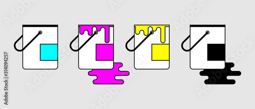 Polygraphy and print factory. Express press and photocopy. Design printshop logo template. Vector illustration