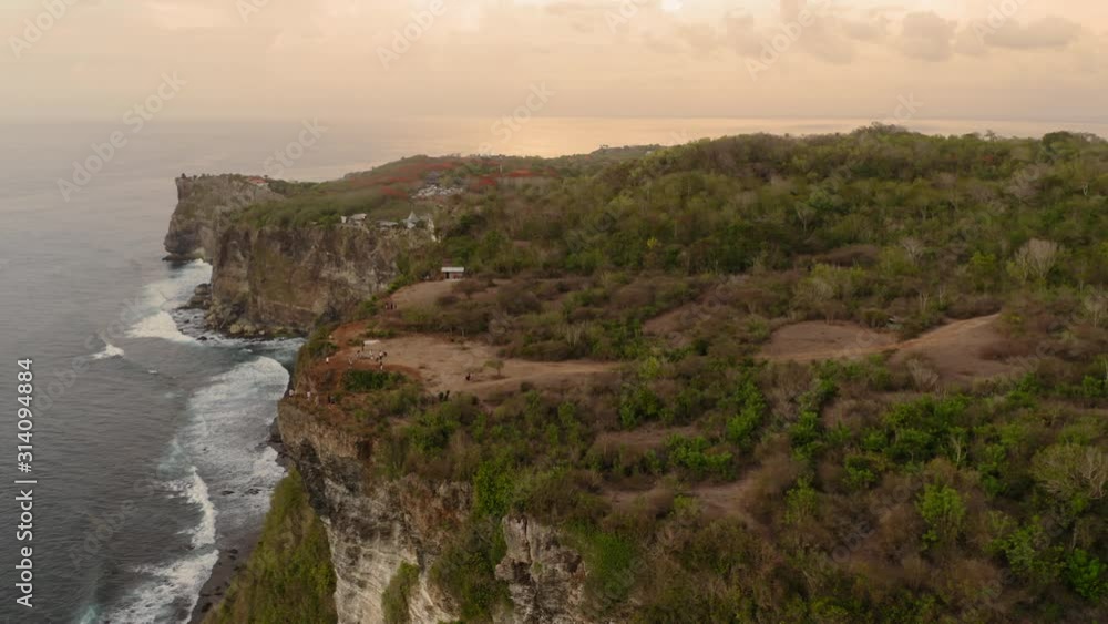 Aerial drone flight over cliff near uluwatu temple, Bali, Indonesia, 4k Aerial drone flight over cliff near uluwatu temple, Bali, Indonesia, 4k