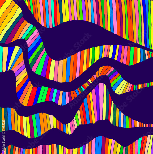 Psychedelic colorful waves. Fantastic art with decorative background. Surreal doodle pattern