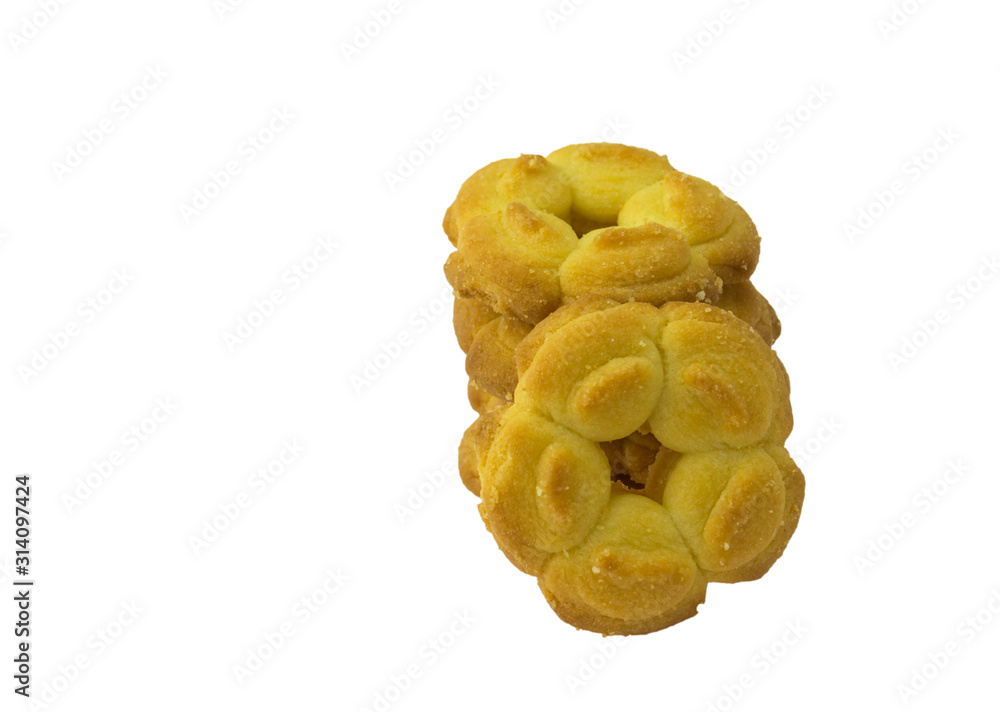 Cookies isolated on white background. Clipping Path. Full depth of field.