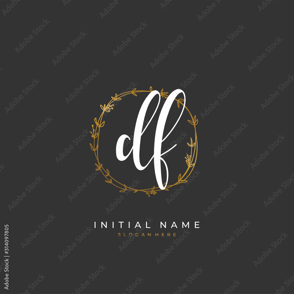 Handwritten initial letter D F DF for identity and logo. Vector logo template with handwriting and signature style. Handwritten initial letter D F DF for identity and logo. Vector logo template with handwriting and signature style.