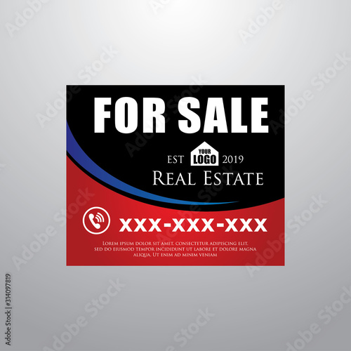 Real Estate Yard Sign Board for Sale Sign in Red Color