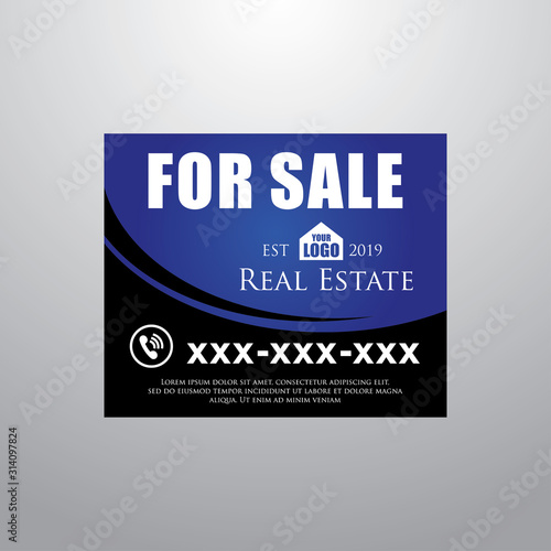 Real Estate Yard Sign Board for Sale Sign in Blue Color