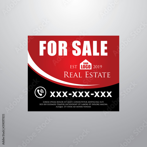 Real Estate Yard Sign Board for Sale Sign in Red Color