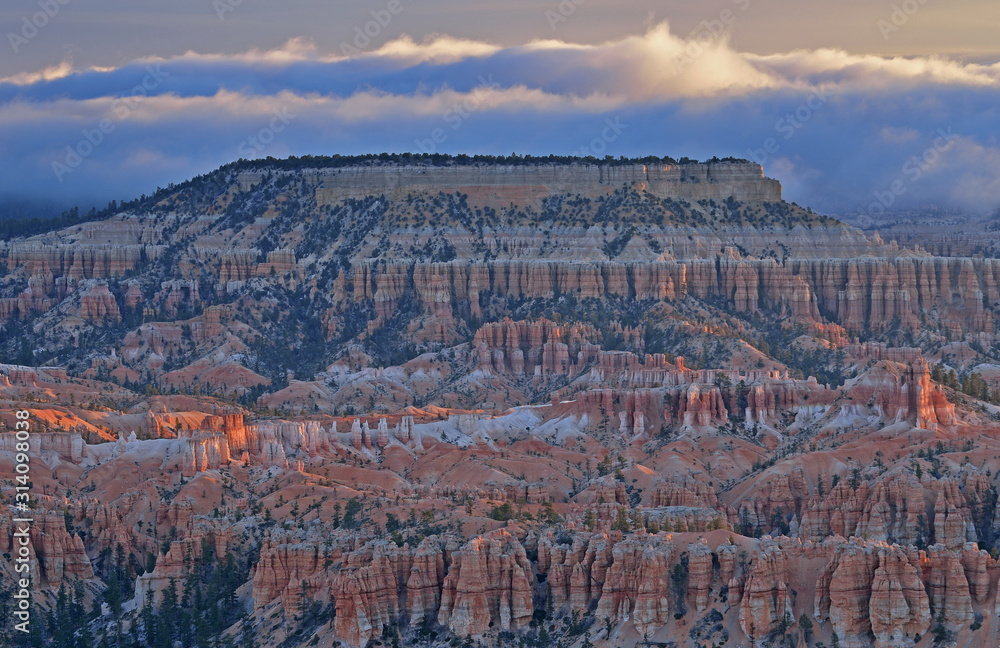 Landscape from Bryce Point at sunset of the hoodoos of Bryce Canyon National Park, Utah, USA