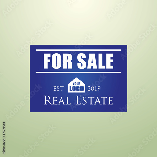 Real Estate Yard Sign Board for Sale Sign in Blue Color