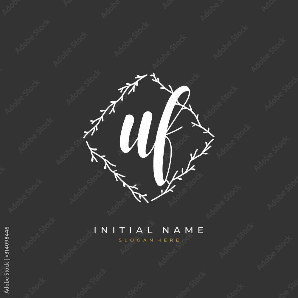Handwritten initial letter U F UF for identity and logo. Vector logo template with handwriting and signature style. Handwritten initial letter U F UF for identity and logo. Vector logo template with handwriting and signature style.