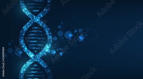 abstract technology science concept, DNA code structure with glow.