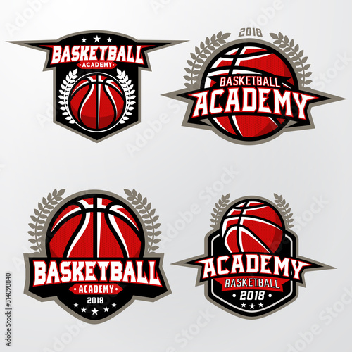 stock vector modern basketball emblem set. sports logo illustration