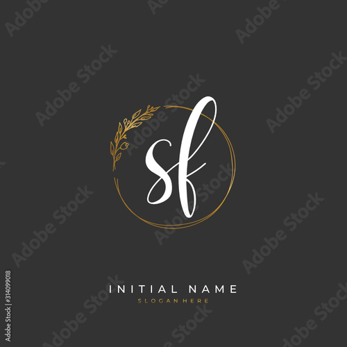  Handwritten initial letter S F SF for identity and logo. Vector logo template with handwriting and signature style.