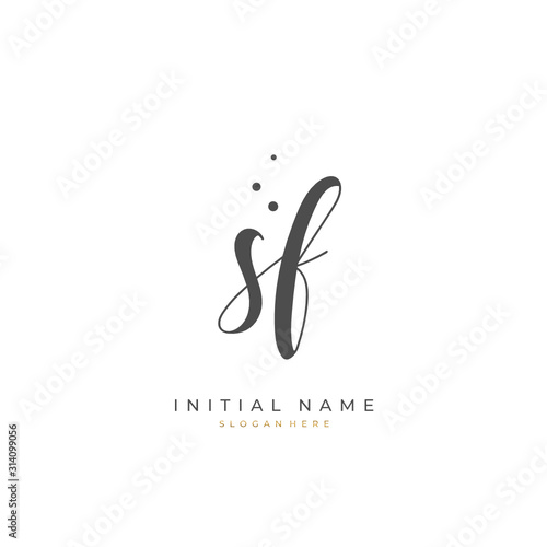  Handwritten initial letter S F SF for identity and logo. Vector logo template with handwriting and signature style.