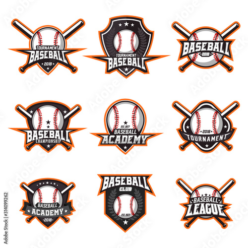 stock vector modern ice hockey emblem collection set. sports logo illustration