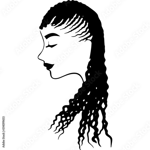 Afro Woman  with  Side-swept Curly Pixie, Cornrows, African American Black Woman with curly hair, cut files - cricut, black history