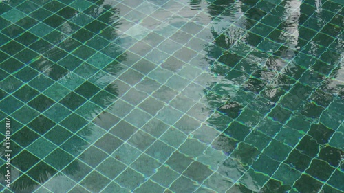 pool water with palm treer shadow eflect photo