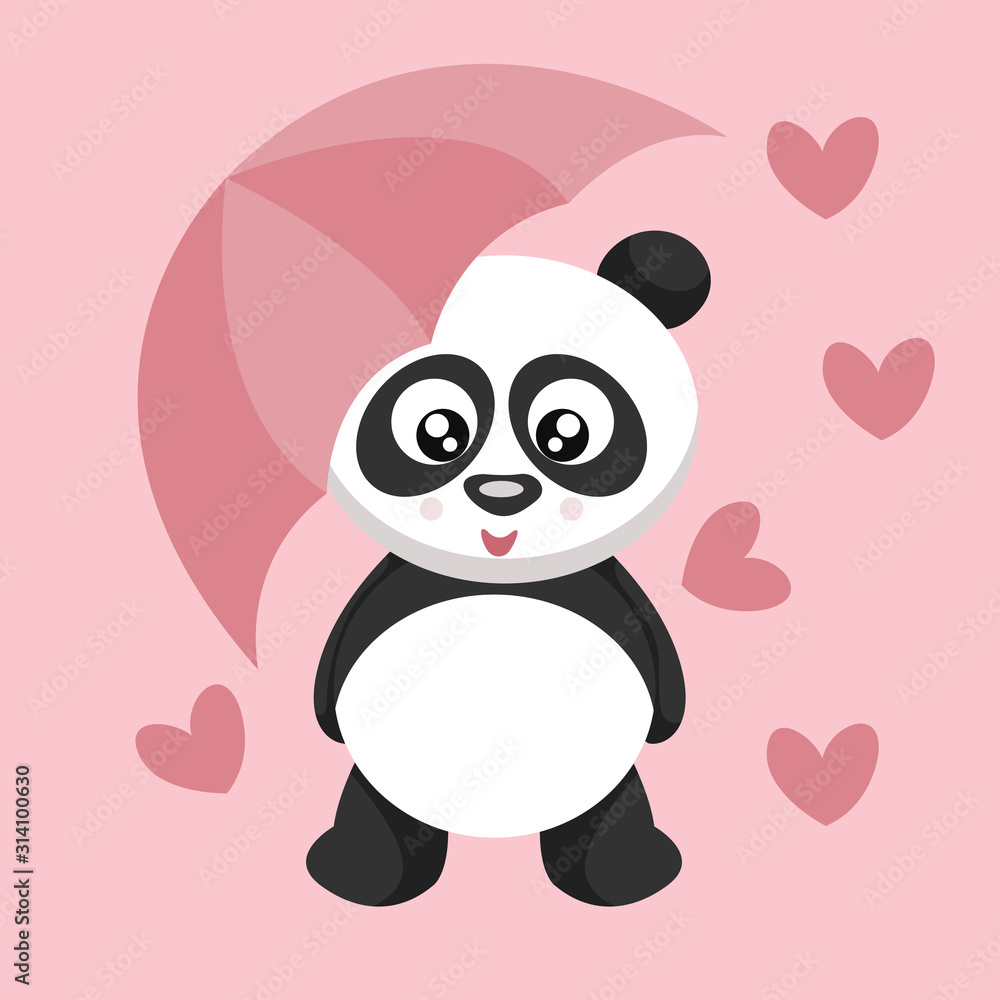 Panda bear card with umbrella by valentine