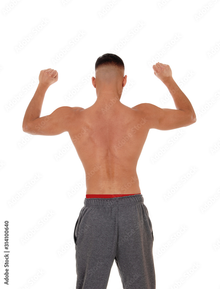 Shirtless man standing from the back Shirtless man standing from the back