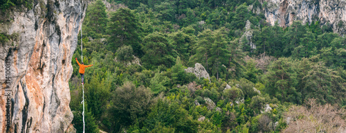 Highline in the mountains.