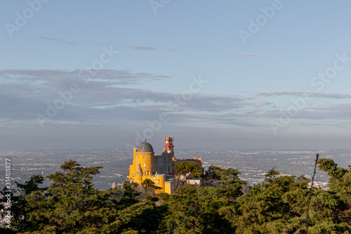 View from above of the colorful Palacio Da Pena, Sintra, Portugal photo