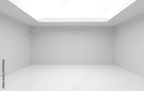 3d render and room decoration of Large bright empty room without a ceiling