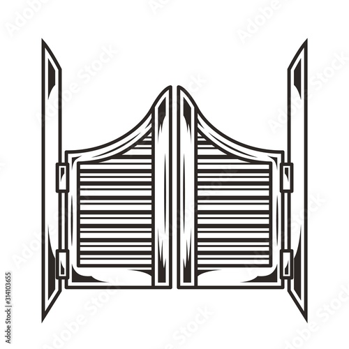 Vintage saloon wooden swinging doors concept