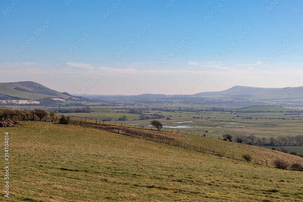 Looking out over the South Downs on a sunny February day