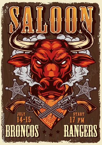 Wild west saloon advertising poster
