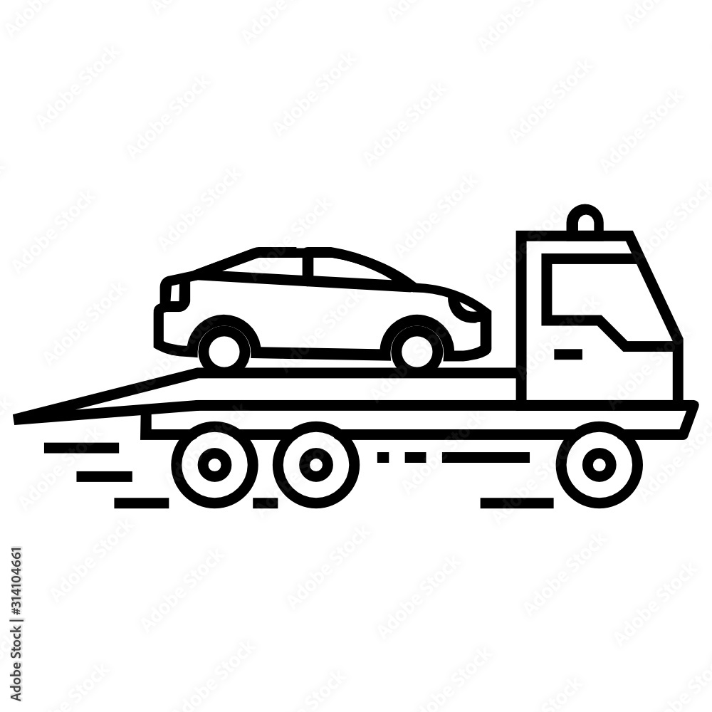 Highway Assistance Concept, Towing a Car Service, Vehicle Accident Rescue Vector Icon Design