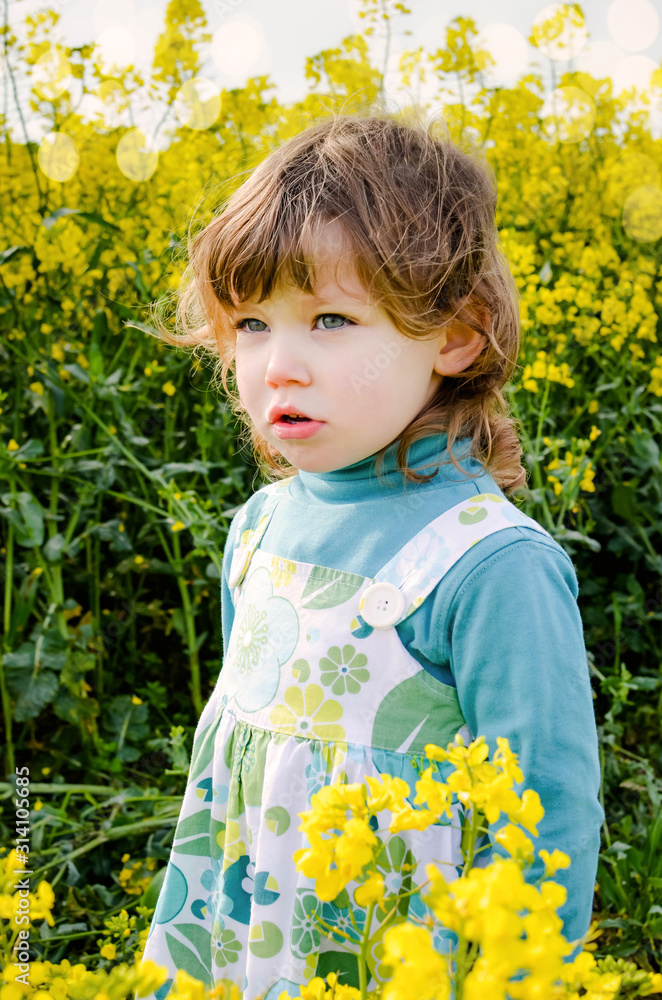 beautiful girl in rapeseed in bloom beautiful girl in rapeseed in bloom