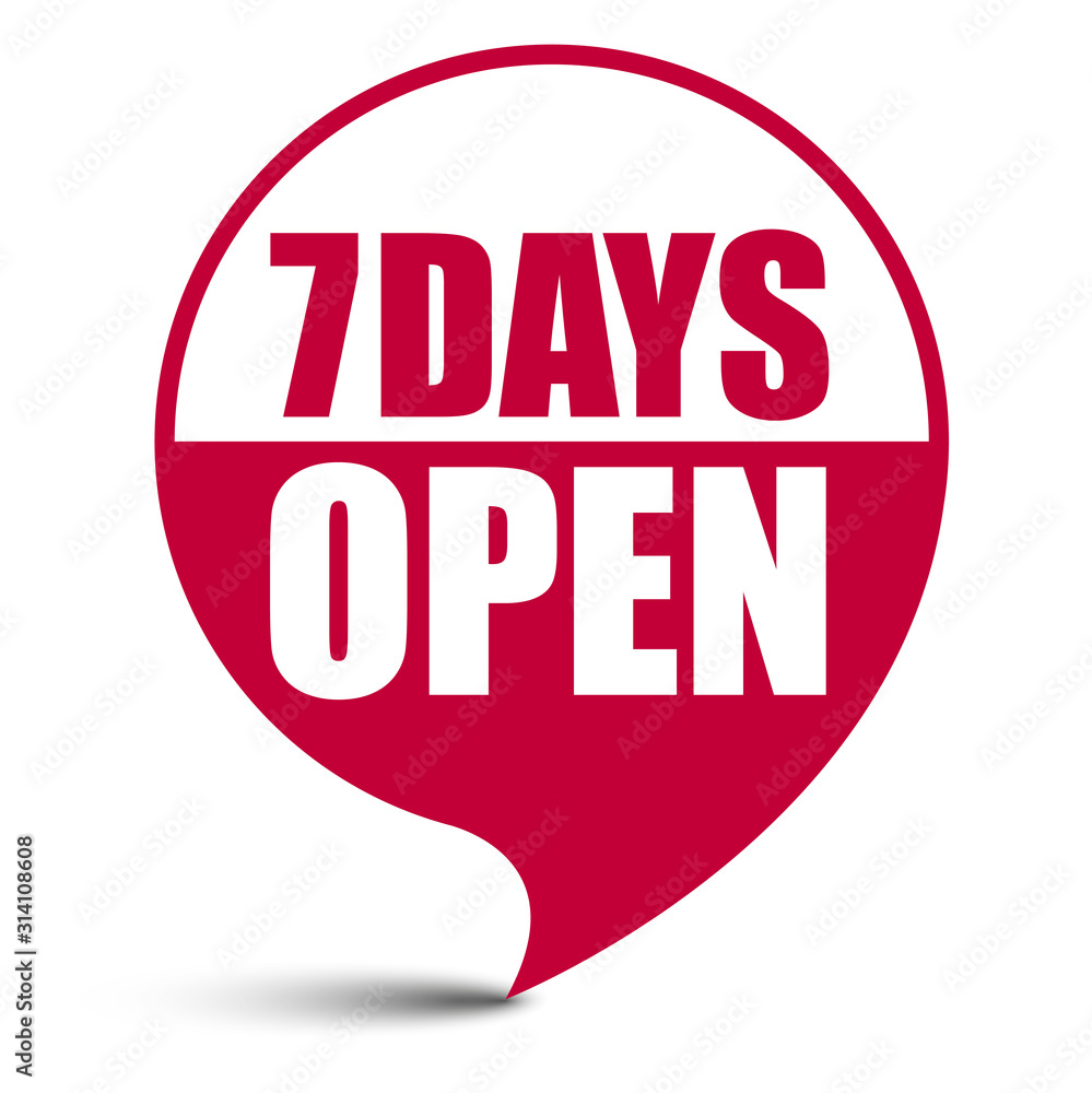 red vector banner seven days open