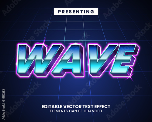 3d Retrowave futuristic editable text effect