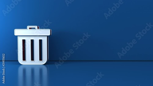 Animation of a trash can. The concept of purity and order.