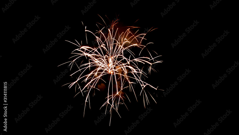 Colorful firework in night sky close up