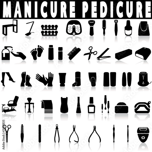 Pedicure and manicure vector icons set.