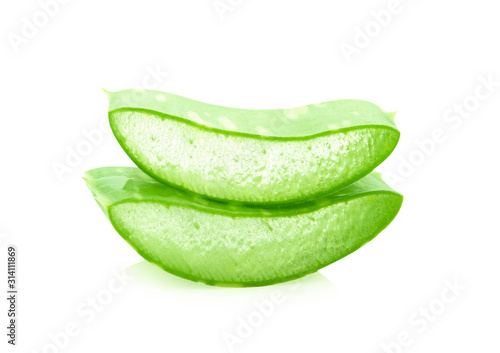 Aloe vera fresh leaf with clipping path on white background