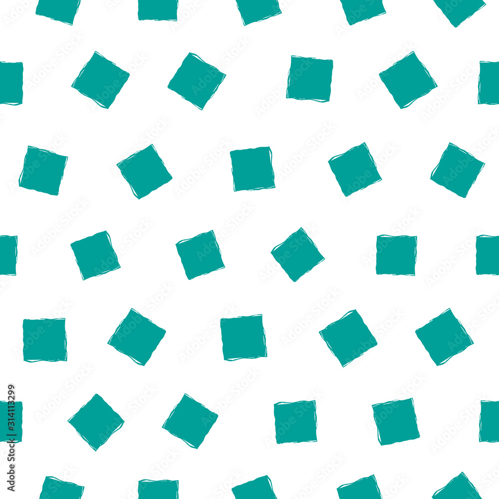 Vector turquoise hand drawn painterly squares with irregular edges in multidirectional design. Loose seamless pattern. Great for wellness, spa, sport products, packaging, home decor, stationery Vector turquoise hand drawn painterly squares with irregular edges in multidirectional design. Loose seamless pattern. Great for wellness, spa, sport products, packaging, home decor, stationery