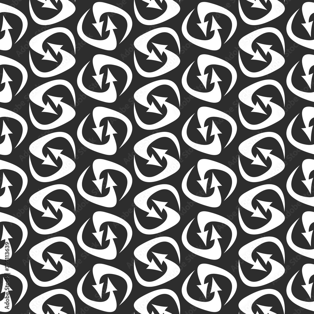 Refresh and reload arrows icon background. Seamless pattern for interface design.