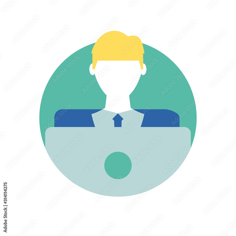 Businessman avatar with laptop vector design Businessman avatar with laptop vector design