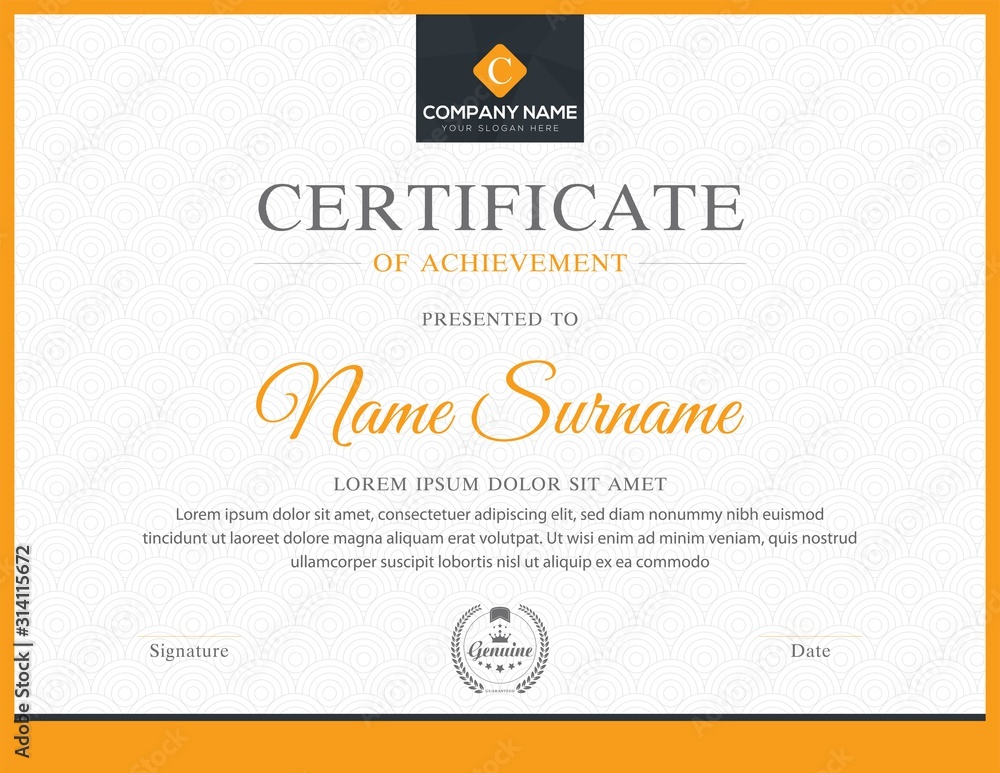 Fototapeta premium Blue Beautiful Certificate