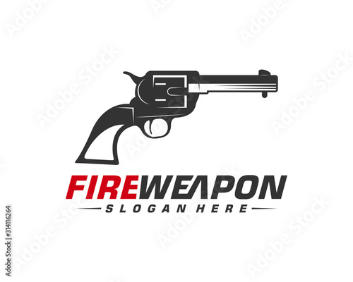 Weapon Fire logo design vector, Machine gun vector, Design Illustration