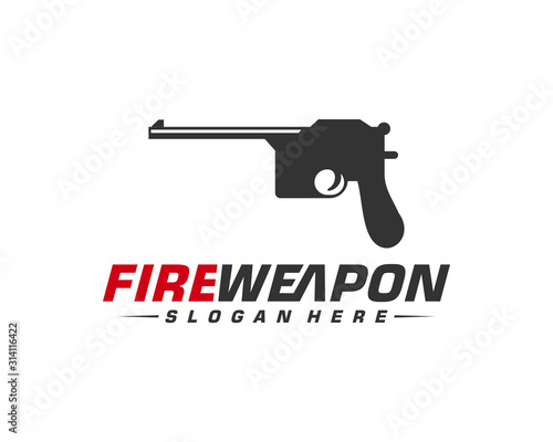 Weapon Fire logo design vector, Machine gun vector, Design Illustration
