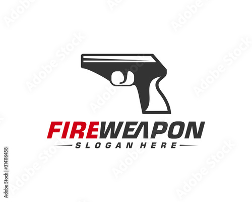 Weapon Fire logo design vector, Machine gun vector, Design Illustration