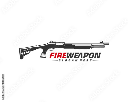 Weapon Fire logo design vector, Machine gun vector, Design Illustration