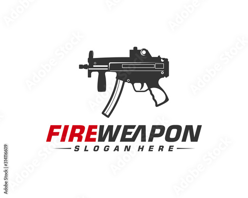 Weapon Fire logo design vector, Machine gun vector, Design Illustration
