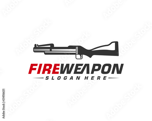 Weapon Fire logo design vector, Machine gun vector, Design Illustration