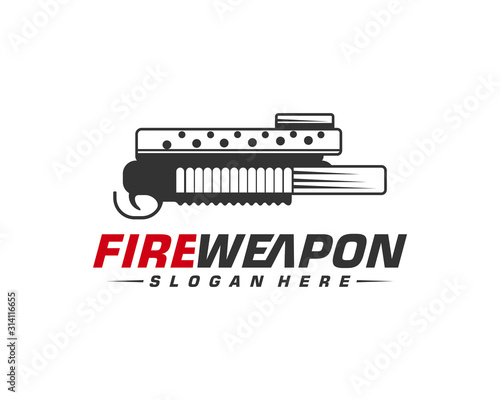 Weapon Fire logo design vector, Machine gun vector, Design Illustration