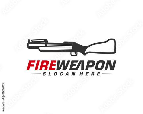 Weapon Fire logo design vector, Machine gun vector, Design Illustration