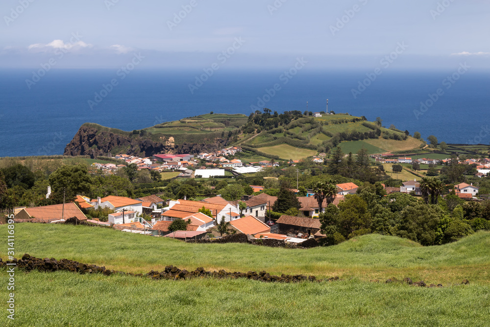 Field and a village, Sao Miguel, Azores